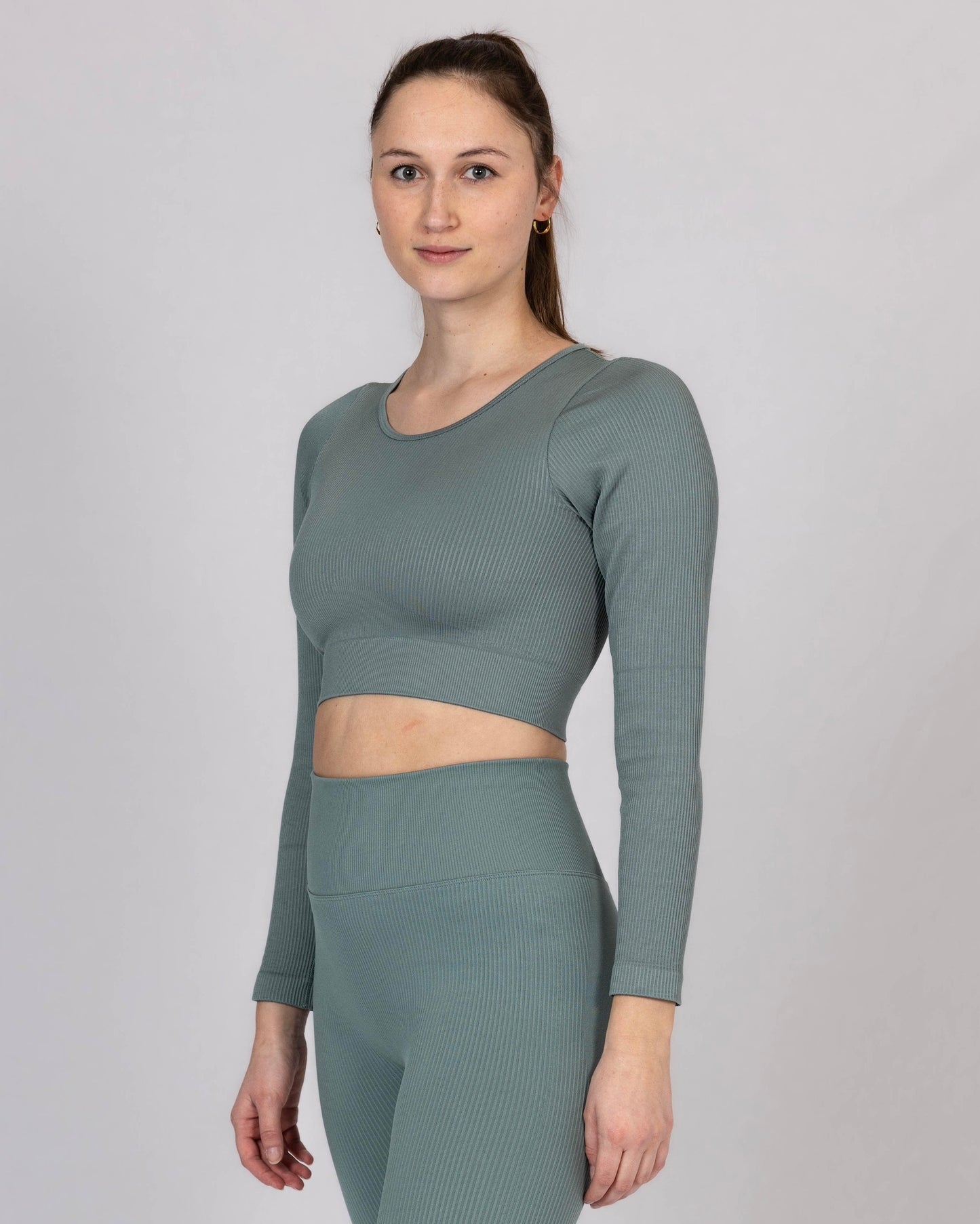 Bundle Top & Leggings 'CROPPED' - Blue Grey