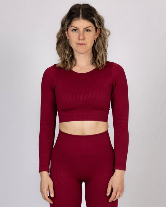 Top 'CROPPED' - Wine Red