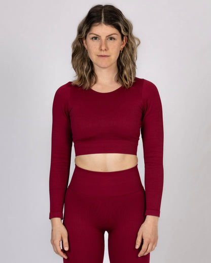 Bundle Top & Leggings 'CROPPED' - Wine Red